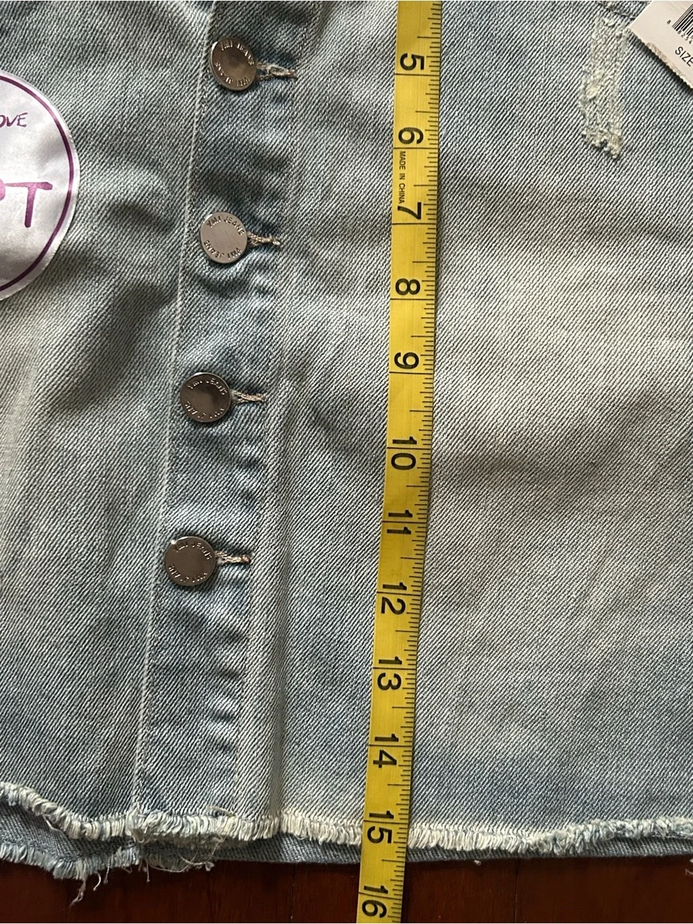 NEW YMI Distressed Denim Mini Skirt Full Button-Up Raw Hem Size 7 Y2K - Picture 10 of 10